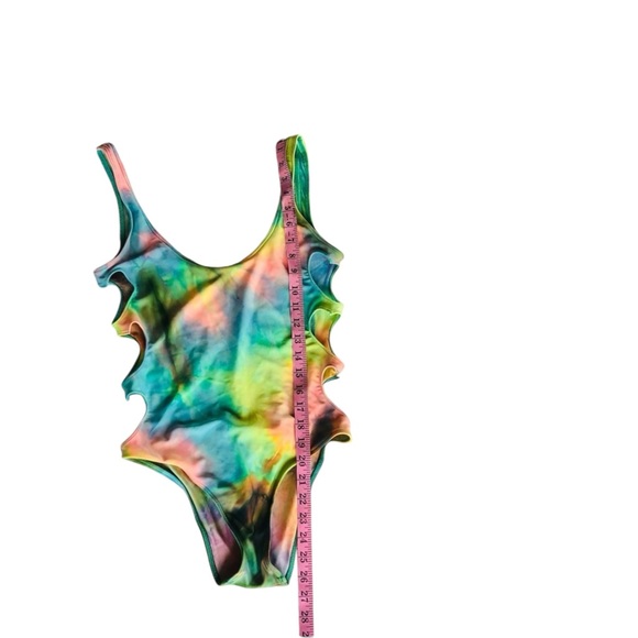 Lolli Rainbow Tie Dye Side Heart Cut Out One Piece Swim Suit - Picture 13 of 14